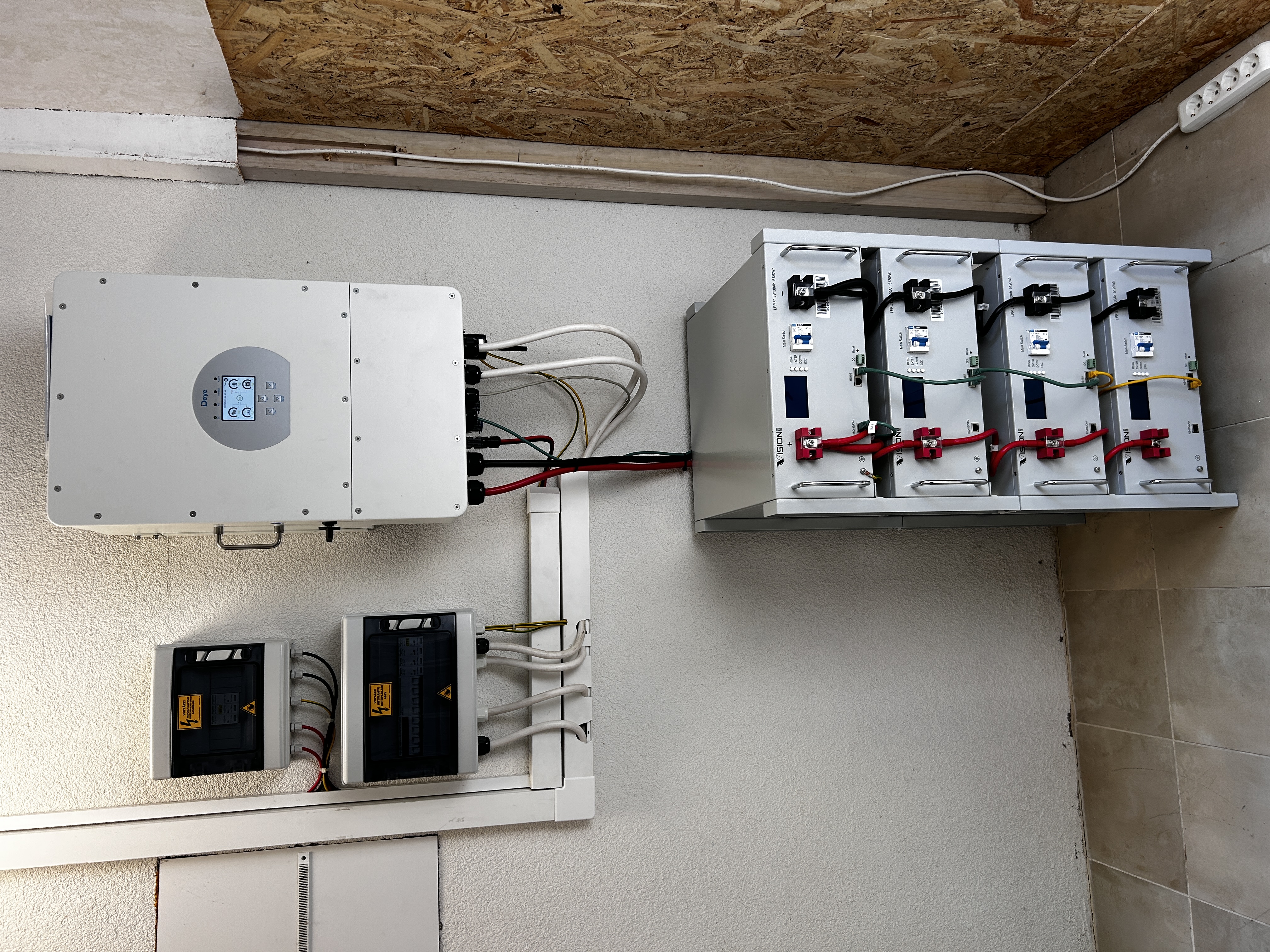 Professzionális beltéri energiatároló és napelemes inverter rendszer telepítése, tiszta kábelezéssel